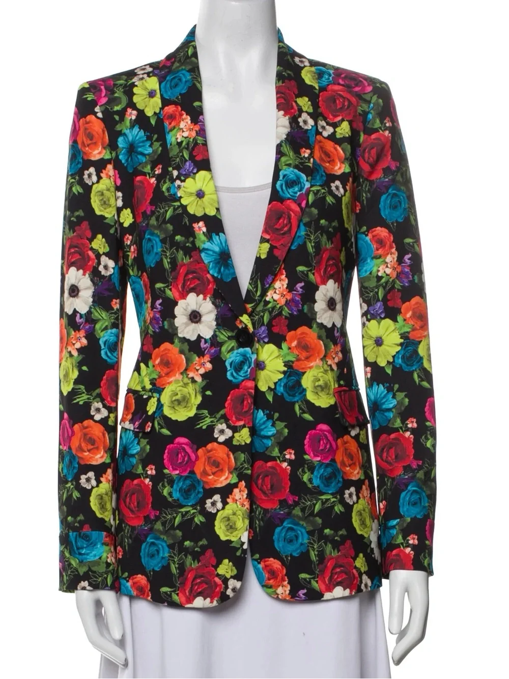 Alice + Olivia Macey floral blazer multicolored Sz 4 - Picture 3 of 10